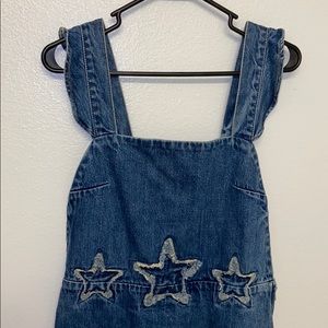 Denim star embroidery dress